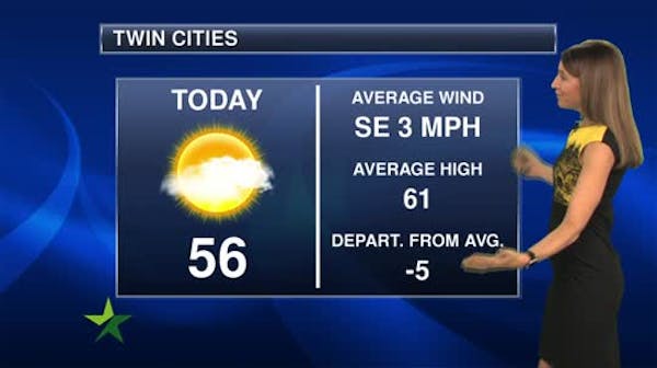 Afternoon forecast: Mostly sunny, high 56