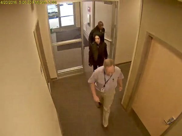 Surveillance video of Prince entering Dr. Schulenberg's clinic on April 20, 2016. Kirk Johnson is behind Prince.