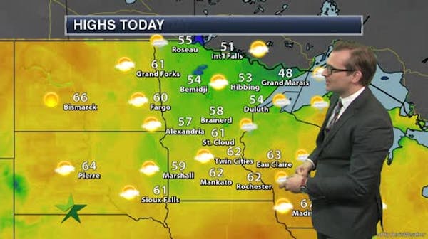 Afternoon forecast: Mostly sunny, high of 62