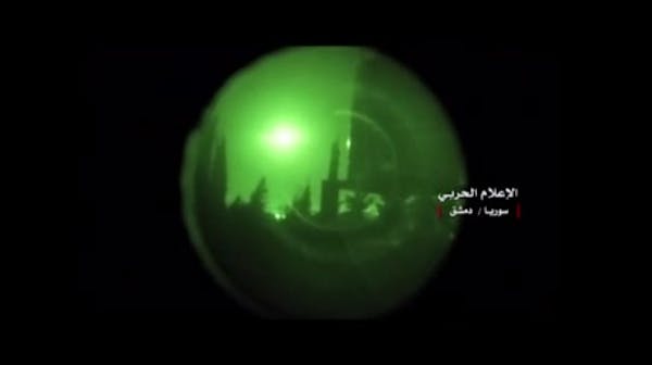 Night scope video shows missiles over Damascus