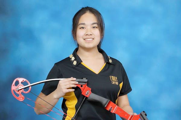 Emily Yang of Woodbury won the state archery tourney and is now headed to the nationals. “Hard work pays off,” said her dad.