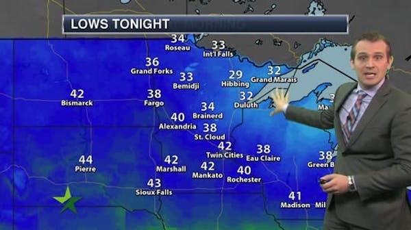 Evening forecast: Low of 44; passing evening shower possible