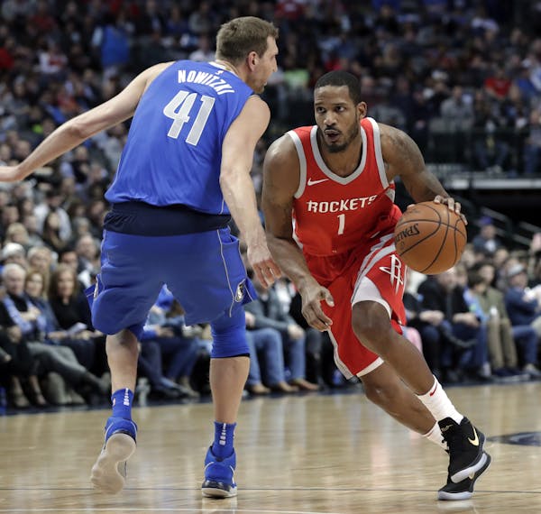 Houston’s Trevor Ariza averaged 6.9 three-point attempts per game this season for the Rockets, with his main job taking threes from the corners of t
