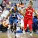 Lynx guard Danielle Robinson stole the ball from Mystics guard AJ Alix during Washington's 90-85 WNBA preseason victory at Wells Fargo Arena in Des M