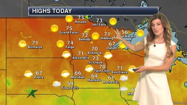 Forecast: Sunny and pleasant; high of 70