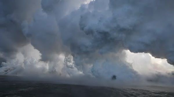 Toxic cloud from Hawaii volcano lava seen over ocean