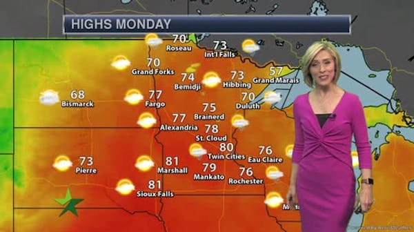 Evening forecast: 60s give way to 80s and possible rain Monday
