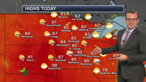 Afternoon forecast: Cloudy, T-storm possible, high of 84