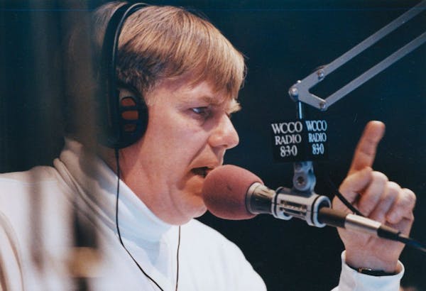 This March 12, 1993, photo shows former WCCO radio personality George Chapple, who was also known as "Dark Star," in the WCCO studios in Minneapolis. 