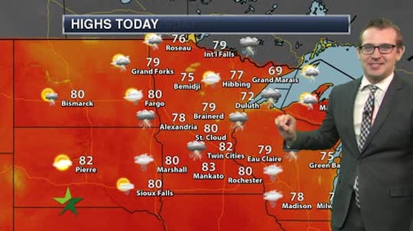 Afternoon forecast: Thunderstorms, high of 80