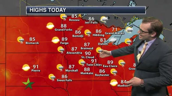 Afternoon forecast: Steamy high of 89, T-storms