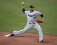 Minnesota Twins starting pitcher Fernando Romero throws during the first inning of the team's baseball game against the Kansas City Royals on Wednesda