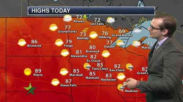 Afternoon forecast: Mostly sunny, high 85