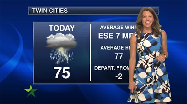 Afternoon forecast: Rain and storms, high 75