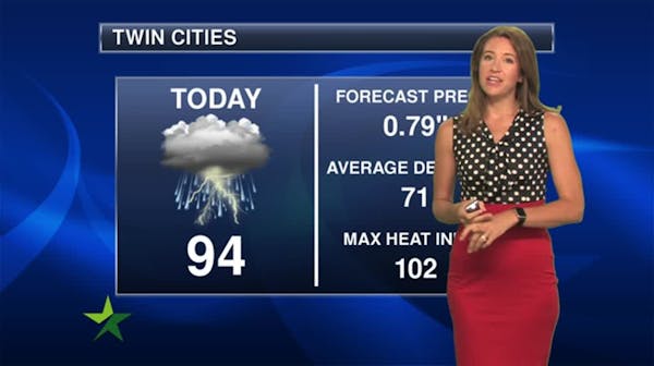 Morning forecast: Steamy with storms; high 94