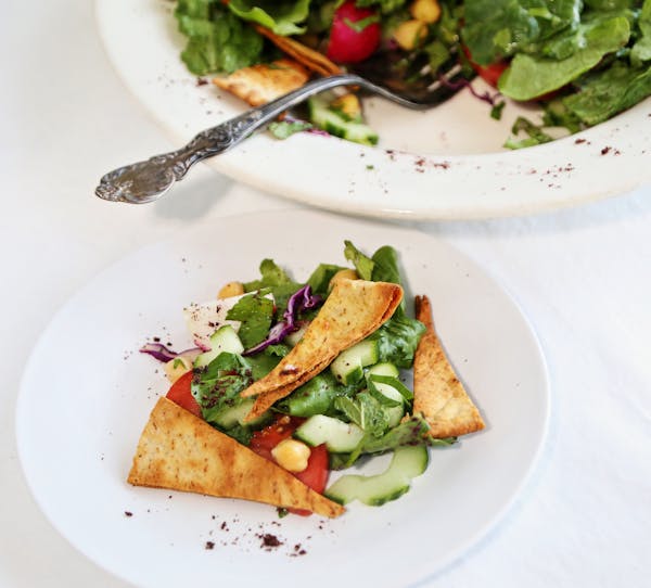 Fattoush Salad With Chickpeas.