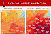 Heat and humidity are expected Friday and Saturday in the Twin Cities and around Minnesota.
