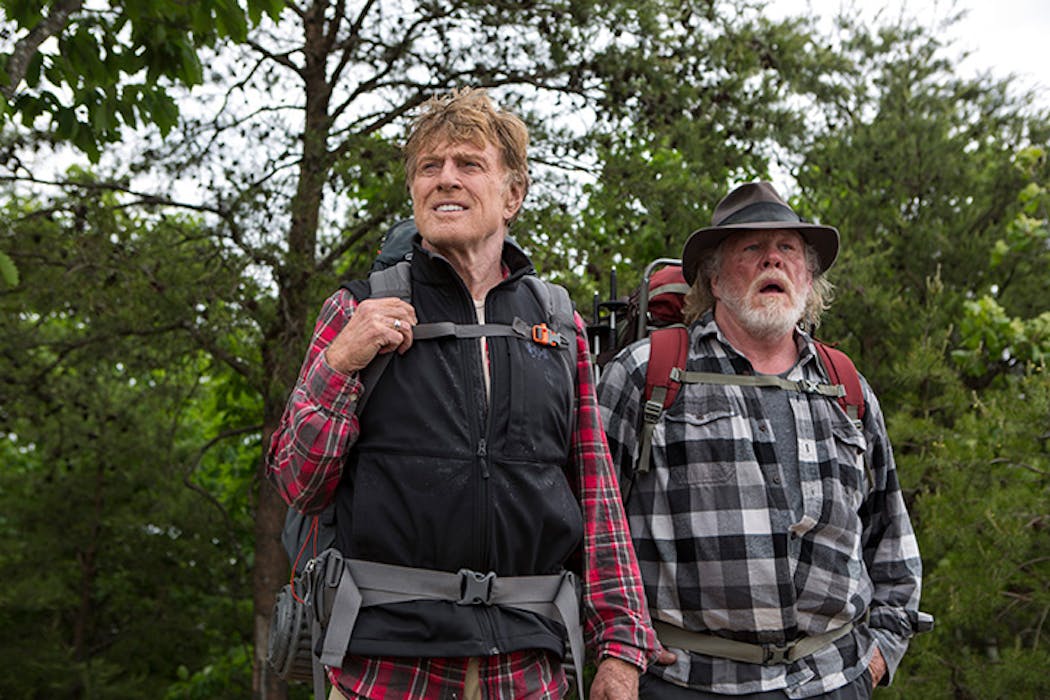 Robert Redford, left, as Bill Bryson, and Nick Nolte as Stephen Katz, starred in the film, 