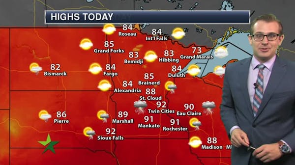 Afternoon forecast: Chance of storms, high 92