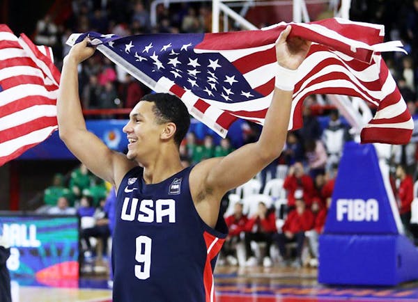 Jalen Suggs celebrated Team USA’s gold medal victory Sunday in Argentina.
