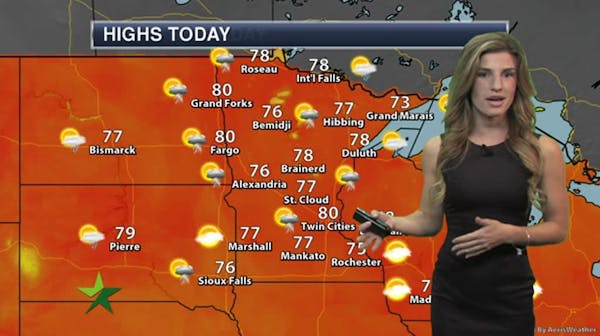 Morning forecast: Mostly sunny, PM showers; high 80