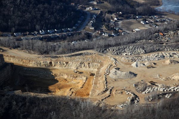 Aerial views of the Biesanz Stone Company and the frac sand mining operation in 2012.