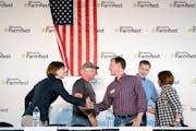 DFL and GOP candidates shook hands at the end of the forum. All five leading candidates for governor - Republicans Tim Pawlenty and Jeff Johnson, and 