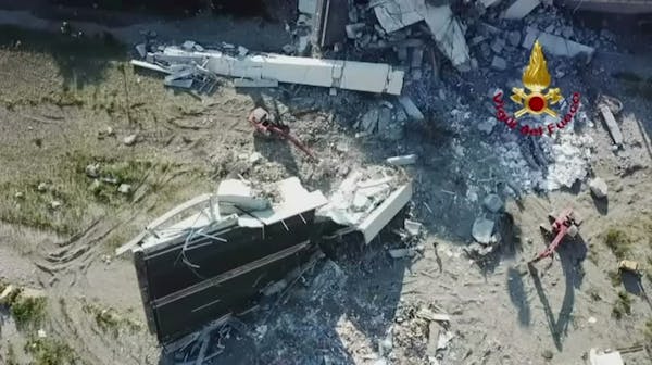 Drone footage shows extent of Genoa bridge collapse