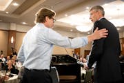 DFL challenger Dean Phillips and Republican U.S. Rep. Erik Paulsen greeted each other at the end of their debate in August.