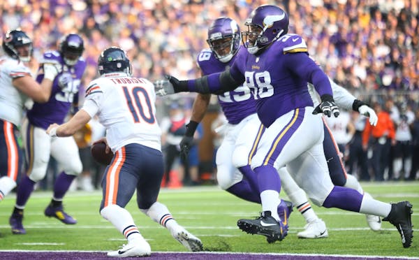 JERRY HOLT • jerry.holt@startribune.com
Linval Joseph and the Vikings’ defensive line made third downs miserable for offenses last season.