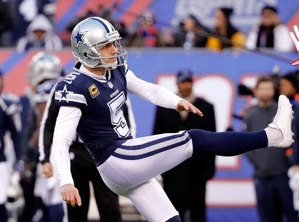 Dallas Cowboys kicker Dan Bailey kicks a field goal during an NFL football game against the New York Giants at MetLife Stadium in East Rutherford, NJ,