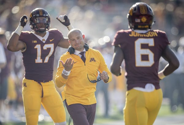 P. J. Fleck was all smiles after Minnesota's wide receiver Tyler Johnson's touchdown during the third quarter as Minnesota took on Miami (Ohio) last S
