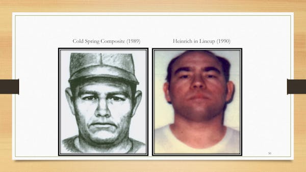 Composite sketch of the Wetterling abduction suspect, next to Danny Heinrich's lineup shot from 1990.