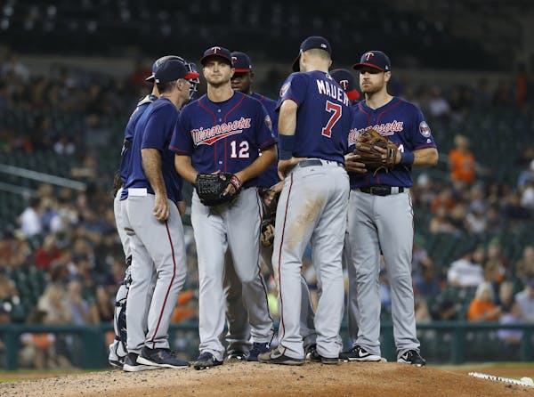 Twins manager Paul Molitor took the ball from pitcher Jake Odorizzi during the seventh inning Tuesday. Odorizzi threw six shutout innings before givin