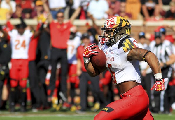 Running back Ty Johnson had 130 yards and a touchdown last fall when Maryland defeated Minnesota 31-24 at TCF Bank Stadium.