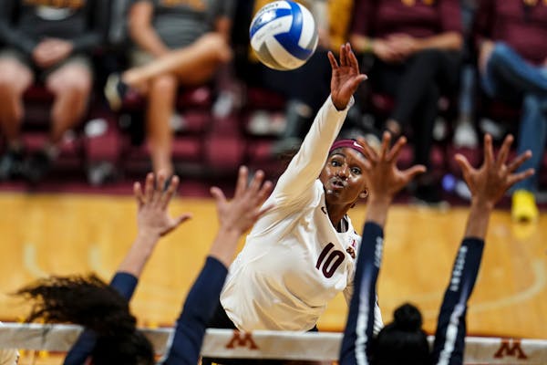 Gophers sophomore opposite hitter Stephanie Samedy was named the American Volleyball Coaches Association’s national player of the week after leading
