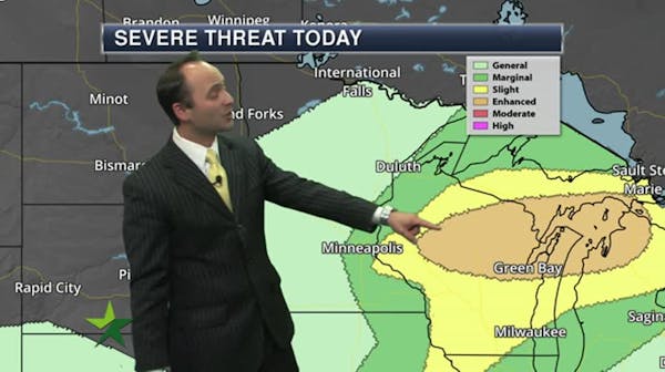 Afternoon forecast: Scattered storms, windy; high 75