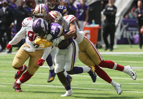 Vikings running back Dalvin Cook has been hampered by a hamstring injury. He has lost yardage on six of his 36 carries — and he’s the team’s lea