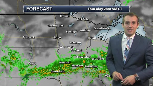 Evening forecast: Low of 62; rain continues, thunderstorm possible