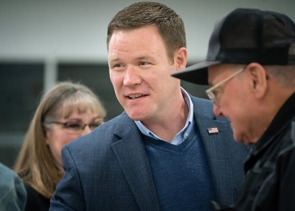 GOP Candidate for Attorney General Doug Wardlow talked with voters at the Eveleth, Minn., gun show on Oct. 6.