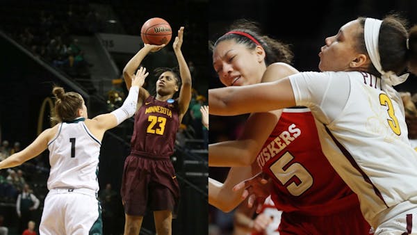 Gophers senior guard Kenisha Bell, left, was one of 11 players recognized by both the media and the coaches on the preseason all-Big Ten women's baske