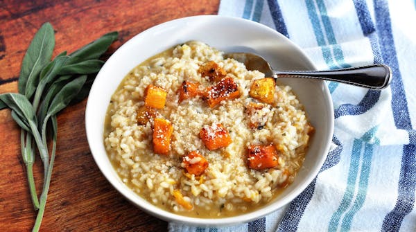Brown Butter Risotto With Roasted Butternut Squash.