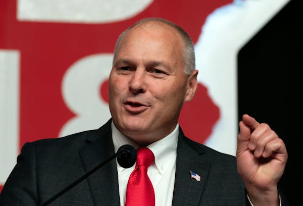 GOP candidate for CD8 in the U.S. House, Pete Stauber spoke in Duluth in June 2018.