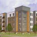 A rendering of new apartments near the Northstar station in Coon Rapids.