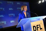 Sen. Tina Smith gave her acceptance speech election night at the DFL headquarters election party in St. Paul.