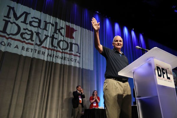 Minnesota Gov. Mark Dayton, shown at this summer's DFL State Convention, is nearing an end to his two terms in office.