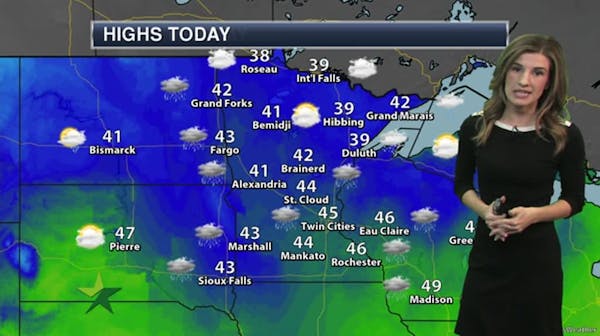 Afternoon forecast: Showers turn to steady rain, high of 45