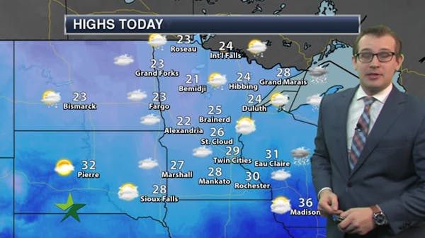 Morning forecast: Cloudy with a high of 29