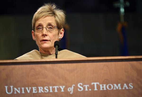 University of St. Thomas President Julie Sullivan, shown at her inauguration ceremony in 2013, said the meeting sent “a clear message.”