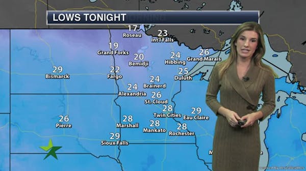 Evening forecast: Low of 28; clouds grow with snow shower possible